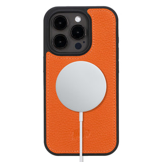 Modern York MagSafe Leather Case – iPhone 15 Pro, Orange