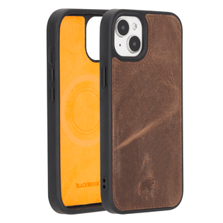 Modern York MagSafe Leather Case – iPhone 15 Plus, Distressed Coffee