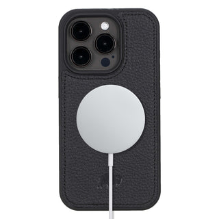 Modern York MagSafe Leather Case – iPhone 15 Pro, Pebble Black