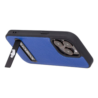 Reed Leather Snap‑On Case with Stand – iPhone 15 Pro, Blue