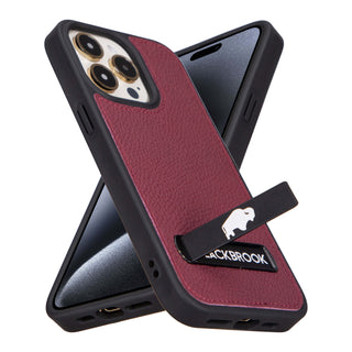 Reed Leather Snap‑On Case with Stand – iPhone 15 Pro Max, Bordeaux