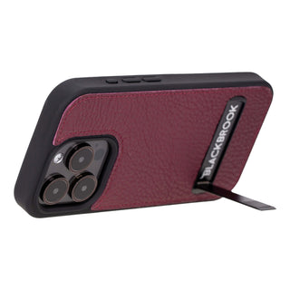 Reed Leather Snap‑On Case with Stand – iPhone 15 Pro Max, Bordeaux