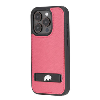 Reed Leather Snap‑On Case with Stand – iPhone 15 Pro Max, Fuchsia