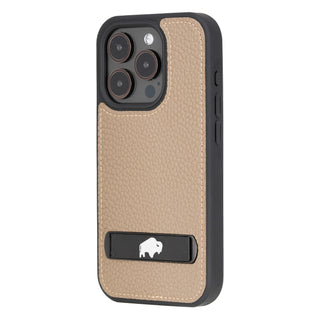 Reed Leather Snap‑On Case with Stand – iPhone 15 Pro Max, Taupe