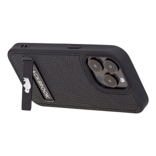 Reed Leather Snap‑On Case with Stand – iPhone 15 Pro Max, Pebble Black
