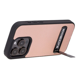 Reed Leather Snap‑On Case with Stand – iPhone 15 Pro, Pink