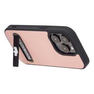 Reed Leather Snap‑On Case with Stand – iPhone 15 Pro, Pink