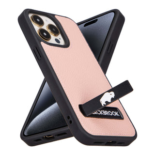 Reed Leather Snap‑On Case with Stand – iPhone 15 Pro, Pink