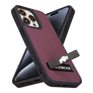 Reed Leather Snap‑On Case with Stand – iPhone 15 Pro, Purple