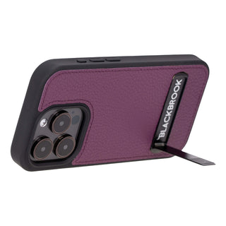 Reed Leather Snap‑On Case with Stand – iPhone 15 Pro, Purple