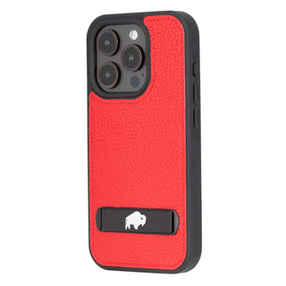 Reed Leather Snap‑On Case with Stand – iPhone 15 Pro, Red