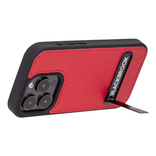 Reed Leather Snap‑On Case with Stand – iPhone 15 Pro, Red