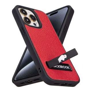 Reed Leather Snap‑On Case with Stand – iPhone 15 Pro, Red