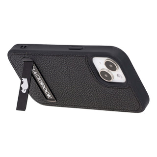 Reed Leather Snap‑On Case with Stand – iPhone 15 Plus, Pebble Black