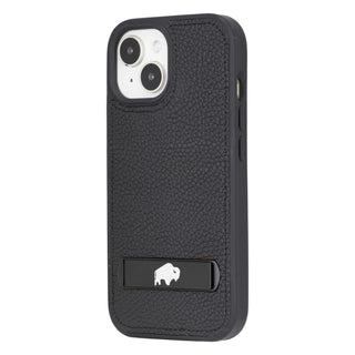 Reed Leather Snap‑On Case with Stand – iPhone 15 Plus, Pebble Black