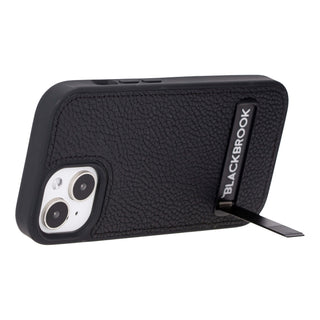Reed Leather Snap‑On Case with Stand – iPhone 15 Plus, Pebble Black