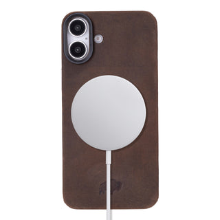 Rohan MagSafe Leather Back Case - iPhone 16, Distressed Coffee