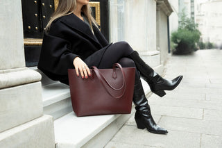 Solea Leather Women's Tote Bag, Burgundy