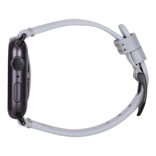 Sutton Leather Band for Apple Watch 46mm, Ice Blue, Black Hardware