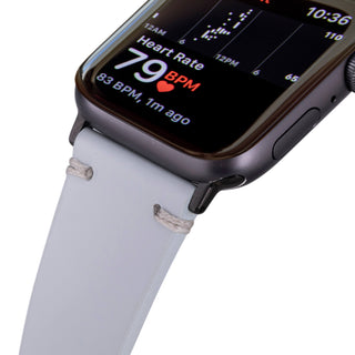 Sutton Leather Band for Apple Watch 46mm, Ice Blue, Black Hardware