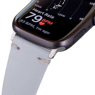 Sutton Leather Band for Apple Watch 46mm, Ice Blue, Silver Hardware