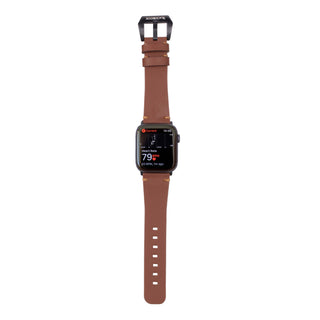 Sutton Leather Band for Apple Watch 46mm, Brown, Black Hardware