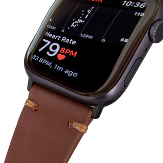 Sutton Leather Band for Apple Watch 46mm, Brown, Black Hardware