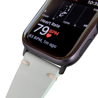 Sutton Leather Band for Apple Watch 46mm, Light Green, Black Hardware