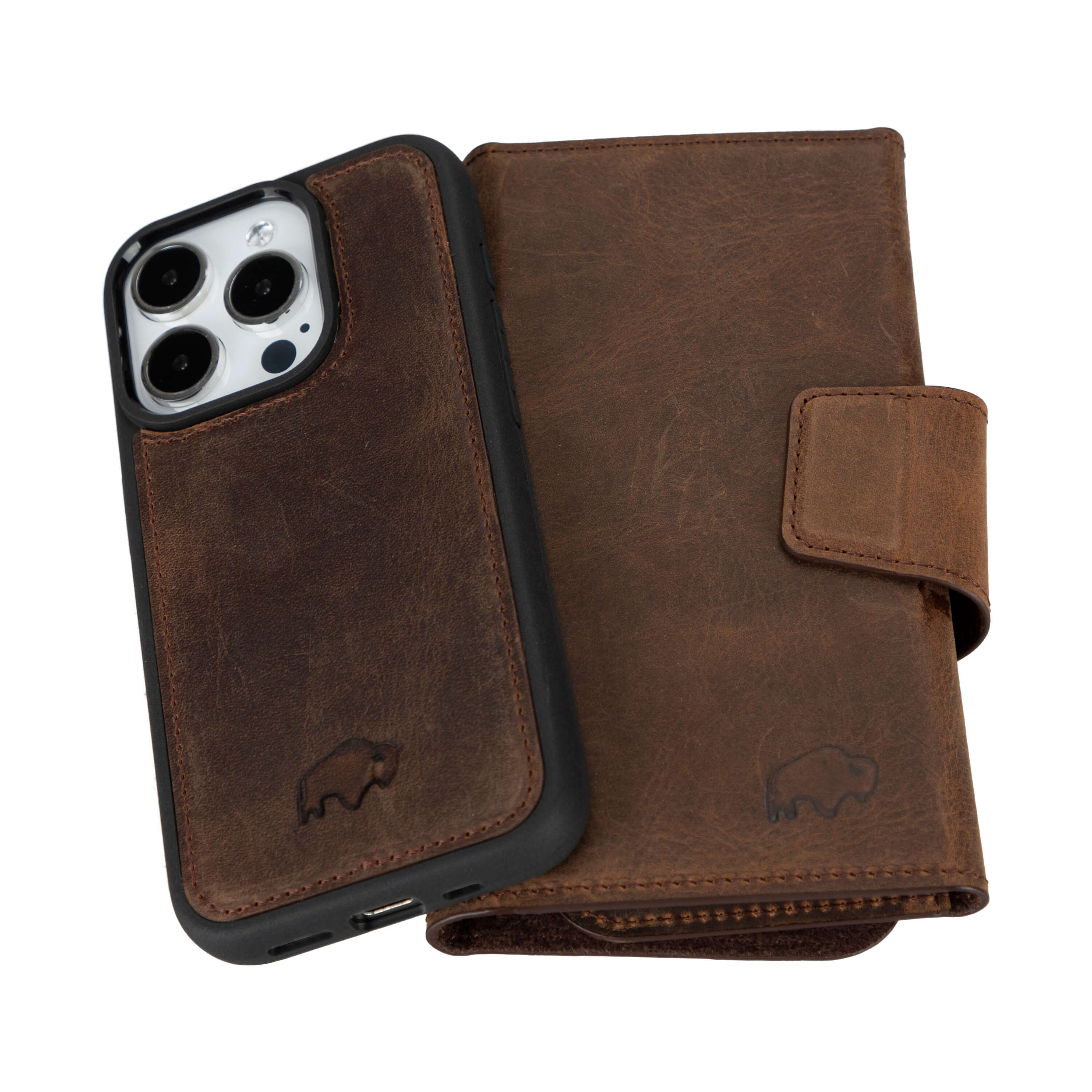 Leather Tri-Fold Wallet Case for iPhone 15 Pro Max - Premium Full Grain  Leather – BlackBrook Case