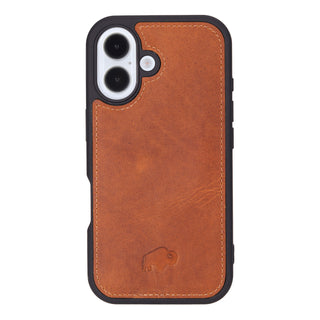 Tudor Tri-Fold Leather Wallet Case – iPhone 16, Golden Brown