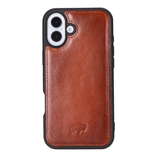 Tudor Tri-Fold Leather Wallet Case – iPhone 16 Plus, Burnished Tan