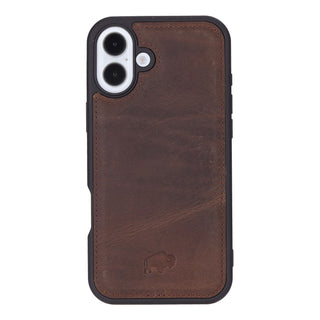 Tudor Tri-Fold Leather Wallet Case – iPhone 16 Plus, Distressed Coffee