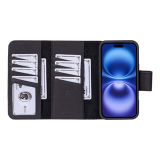 Tudor Trifold Wallet & Case iPhone 16 Plus, Pebble Black