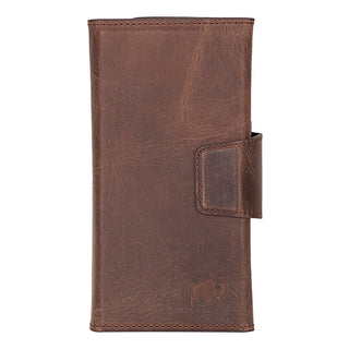 Tudor Tri-Fold Leather Wallet Case – iPhone 16 Pro, Distressed Coffee