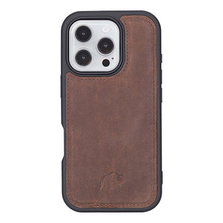 Tudor Tri-Fold Leather Wallet Case – iPhone 16 Pro, Distressed Coffee