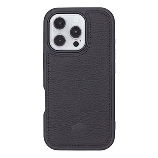Tudor Tri-Fold Leather Wallet Case – iPhone 16 Pro, Pebble Black