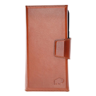 Tudor Tri-Fold Leather Wallet Case – iPhone 16 Pro Max, Burnished Tan