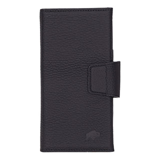 Tudor Tri-Fold Leather Wallet Case – iPhone 16 Pro Max, Pebble Black