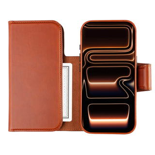 Tudor Tri-Fold Leather Wallet Case  iPhone 17 Pro, Burnished Tan