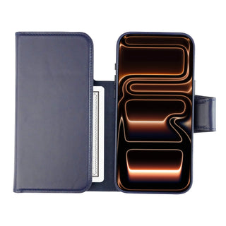 Tudor Tri-Fold Leather Wallet Case  iPhone 17 Pro, Deep Blue