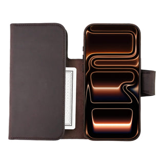 Tudor Tri-Fold Leather Wallet Case  iPhone 17 Pro, Distressed Coffee