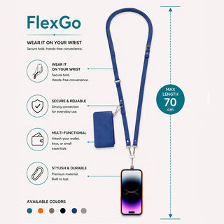 Marlow PU Leather Phone Strap & Wallet Set, Blue