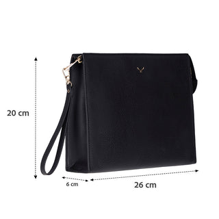 Adorn Leather Women's Wristlet Pouch Bag, Black - BlackBrook Case