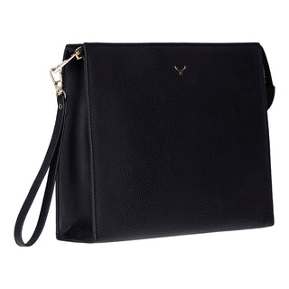 Adorn Leather Women's Wristlet Pouch Bag, Black - BlackBrook Case