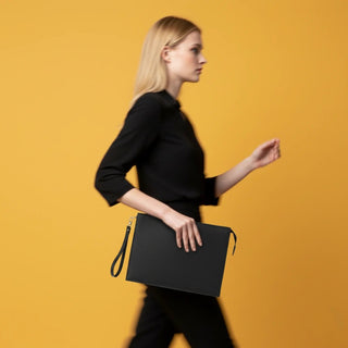 Adorn Leather Women's Wristlet Pouch Bag, Black - BlackBrook Case