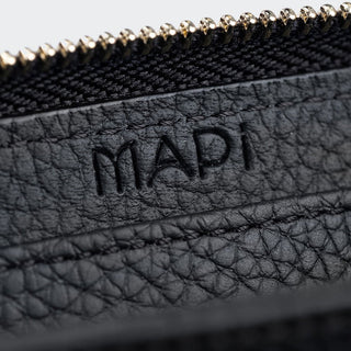 Amalfi Women’s Mini Leather Wallet with Zipped Pocket – Mapi Edition, Black - Mapi