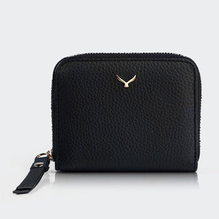 Amalfi Women’s Mini Leather Wallet with Zipped Pocket – Mapi Edition, Black - Mapi