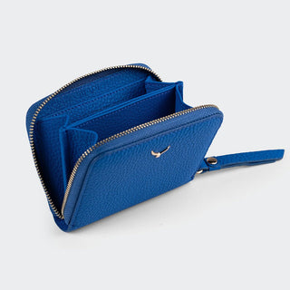 Amalfi Women’s Mini Leather Wallet with Zipped Pocket – Mapi Edition, Blue - Mapi