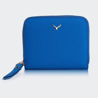 Amalfi Women’s Mini Leather Wallet with Zipped Pocket – Mapi Edition, Blue - Mapi