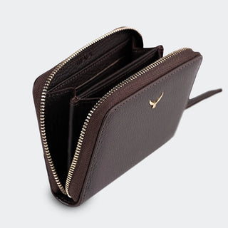 Amalfi Women’s Mini Leather Wallet with Zipped Pocket – Mapi Edition, Brown - Mapi